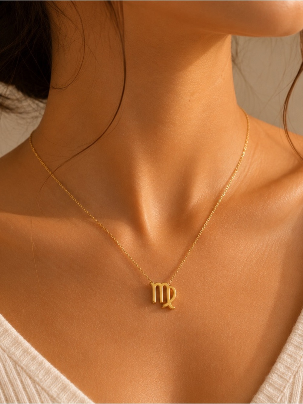 Virgo Gold Zodiac Pendant Necklace